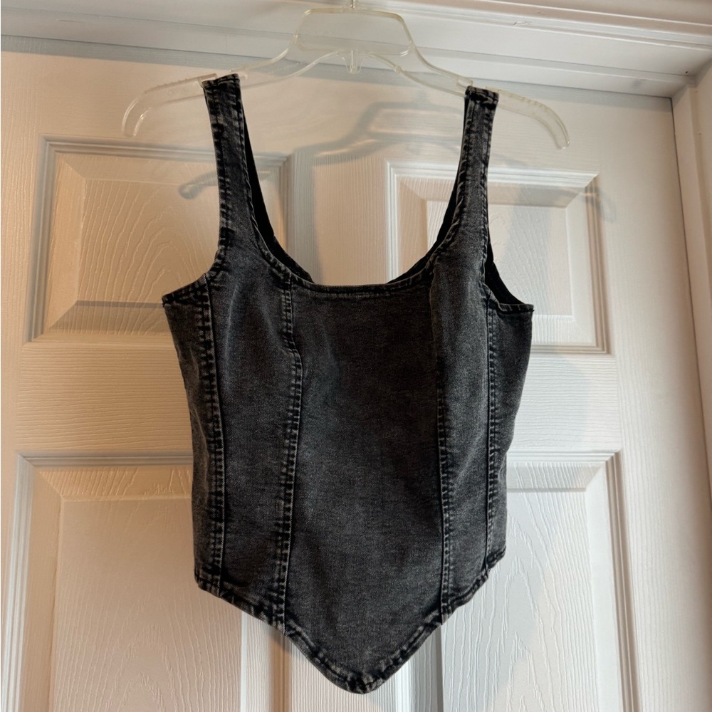 Black Denim Corset Top